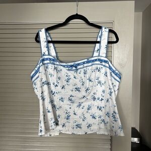 Reformation Blue Floral Print Blouse